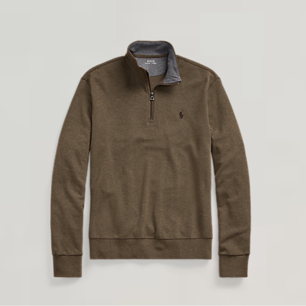 Polo Ralph Lauren Luxury Jersey Quarter-Zip Pullover, Cedar Heather, XXL
